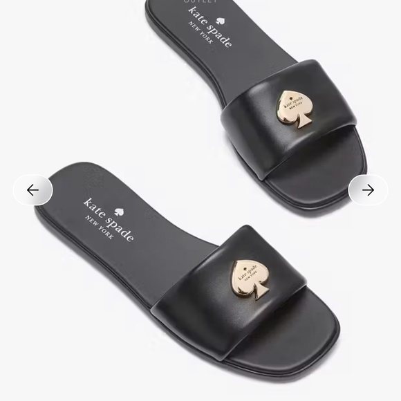 kate spade Shoes - New Kate Spade Black Kendall Smooth Leather Slide Sandal